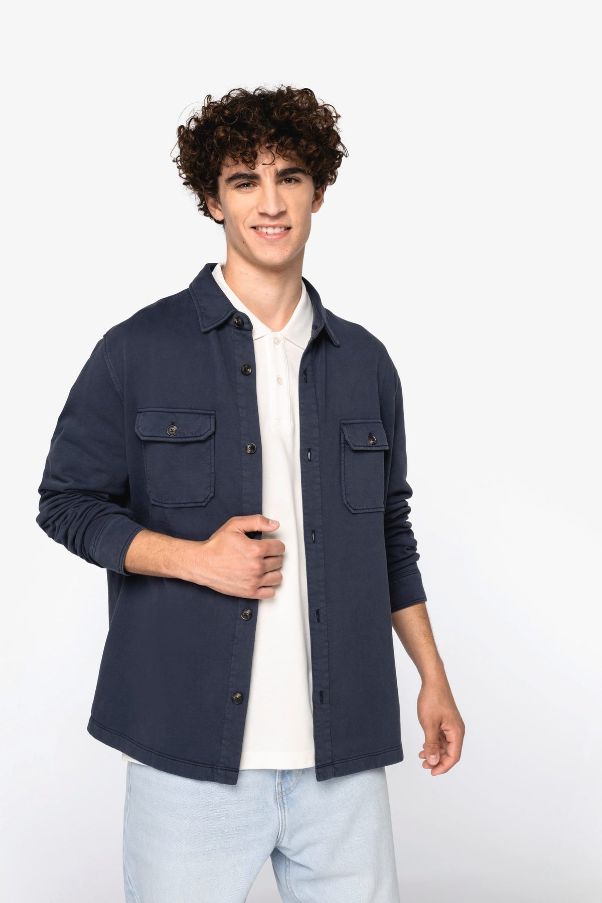 Native Spirit NS521 Ecologisch verwassen herenoverhemd in geborsteld fleece