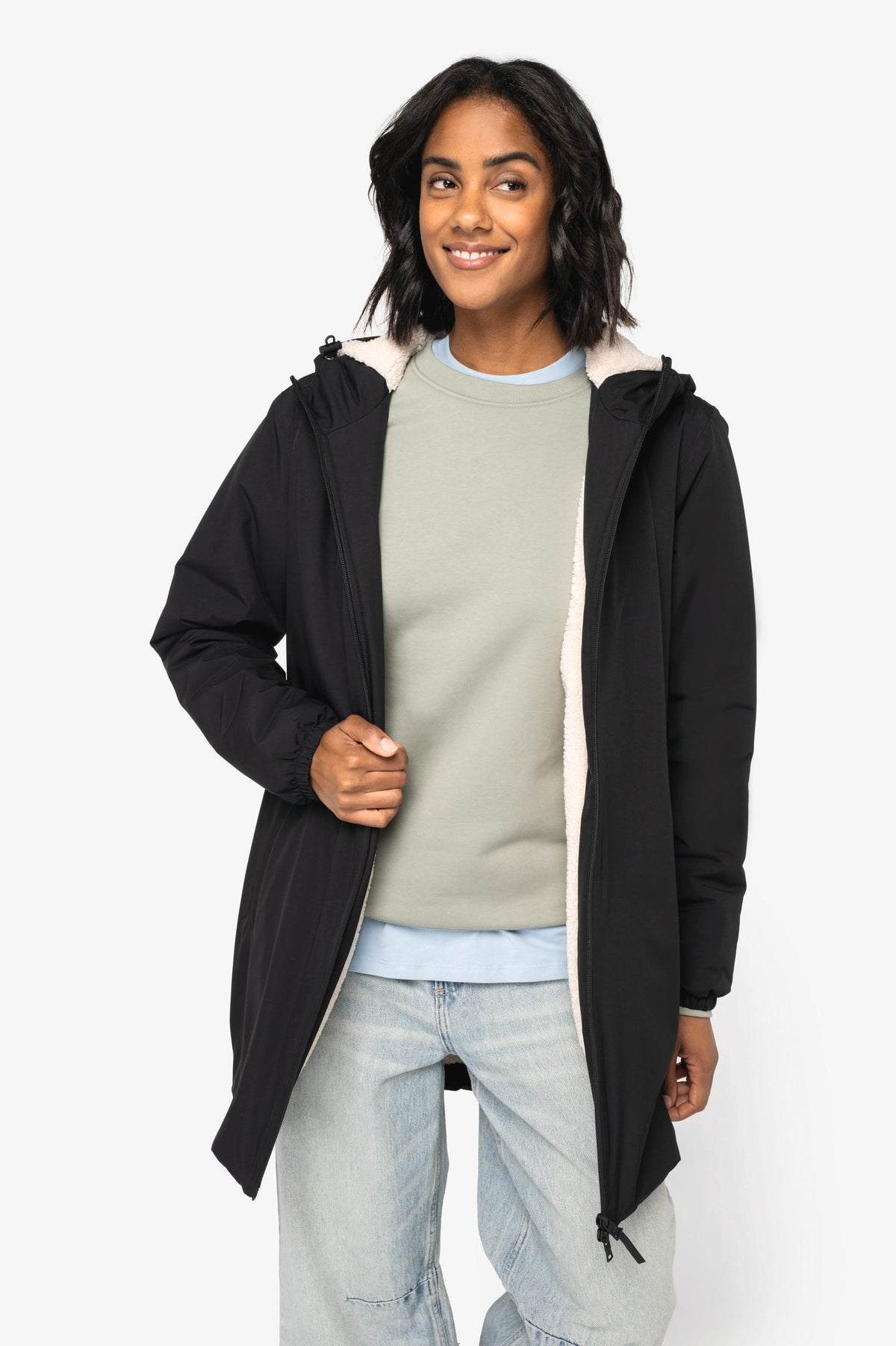 Native Spirit NS609 Ecologisch waterdicht unisex jasje met sherpavoering