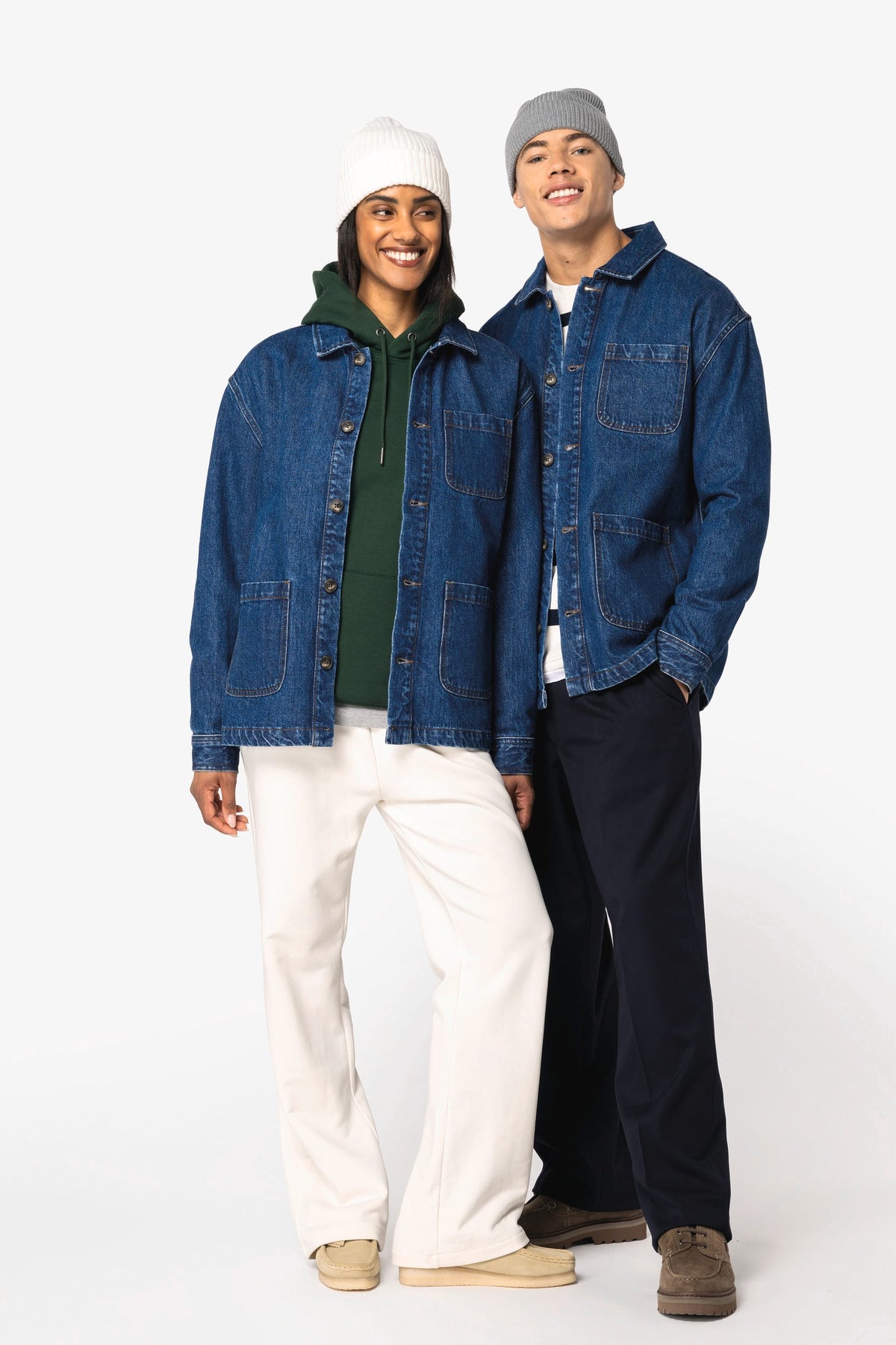 Native Spirit NS614 Ecologische unisex jeansjas met afhangende schouders