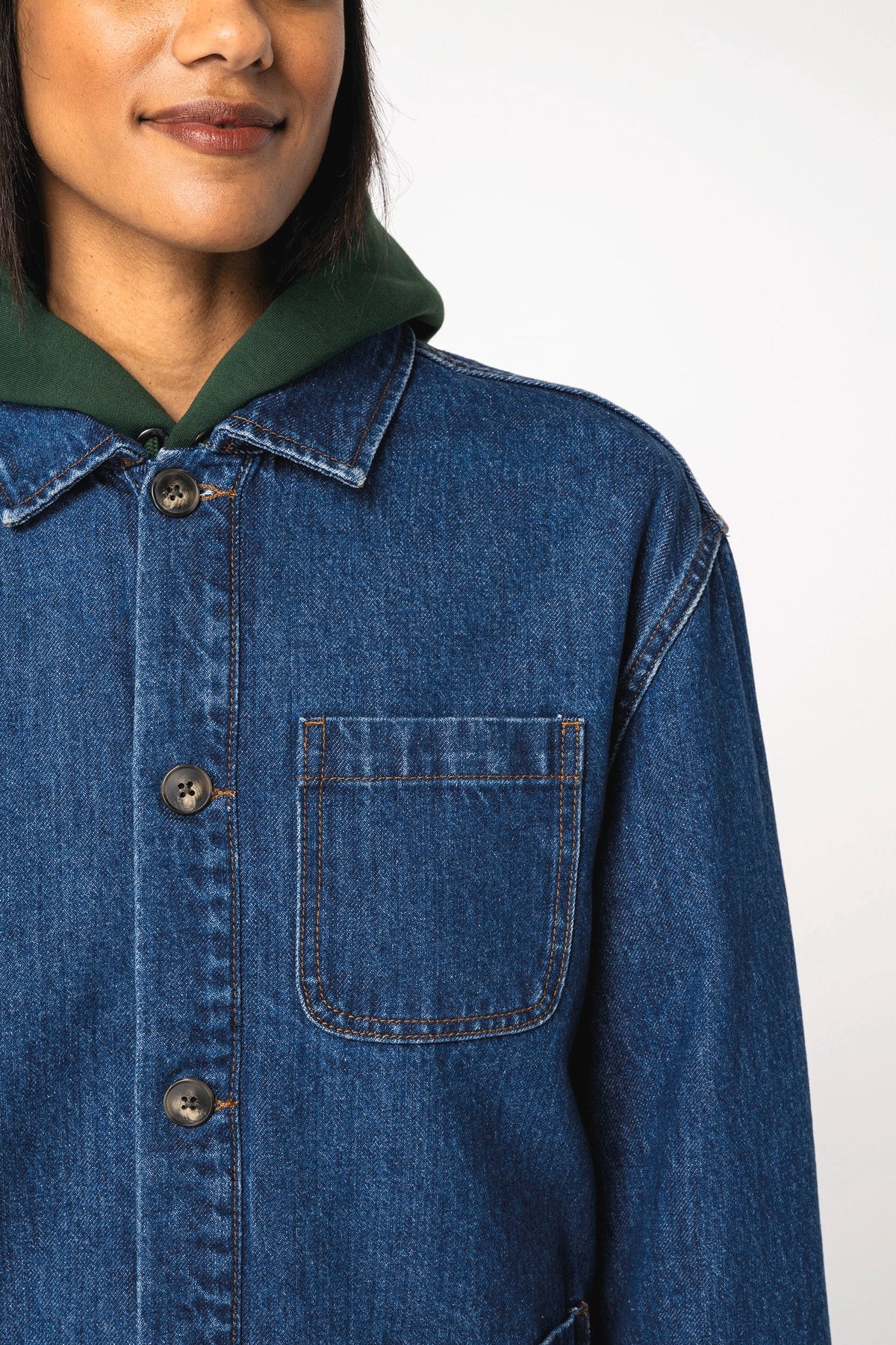 Native Spirit NS614 Ecologische unisex jeansjas met afhangende schouders