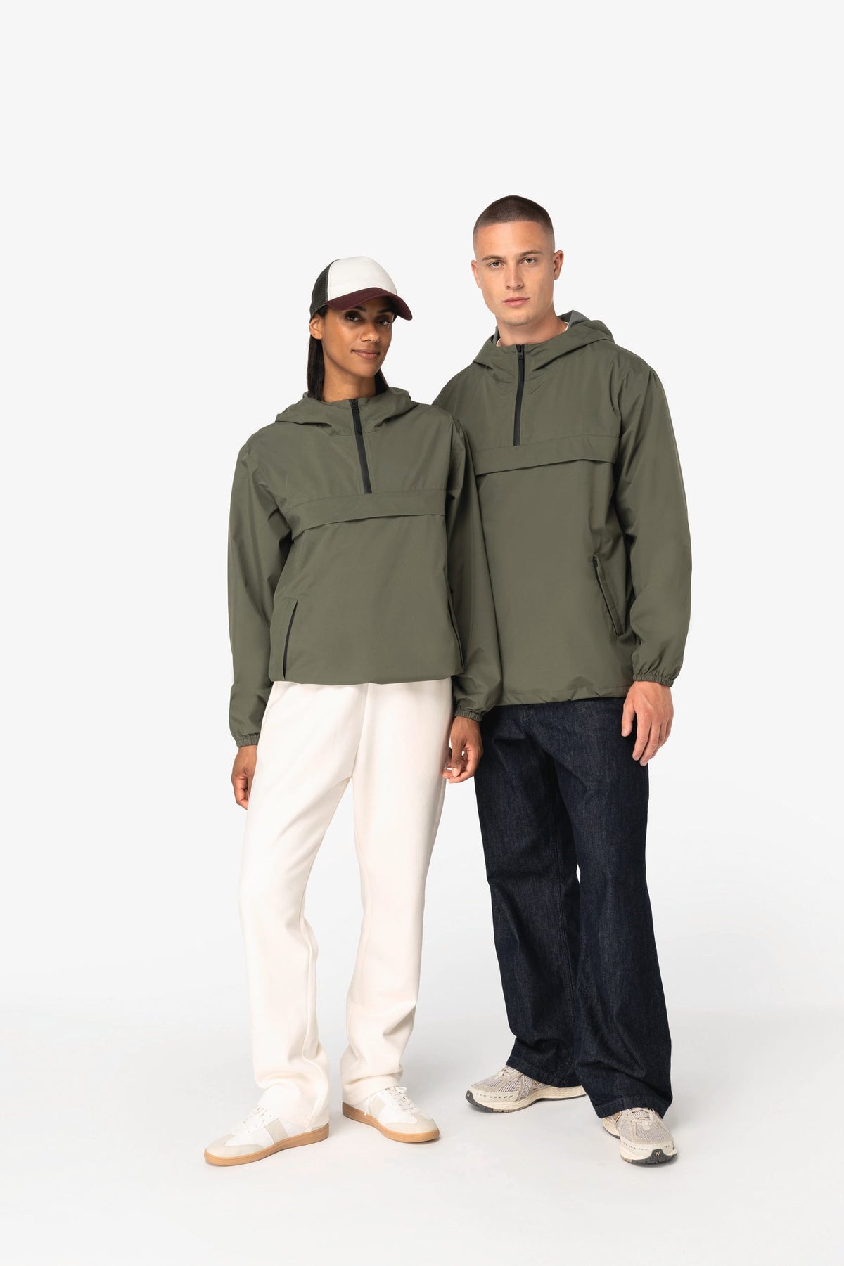 Native Spirit NS616 Ecologisch waterdicht unisex windjack met kwartrits