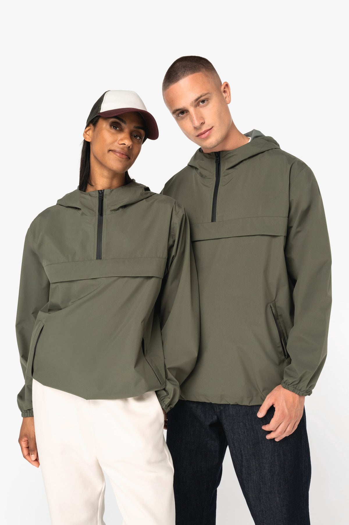 Native Spirit NS616 Ecologisch waterdicht unisex windjack met kwartrits
