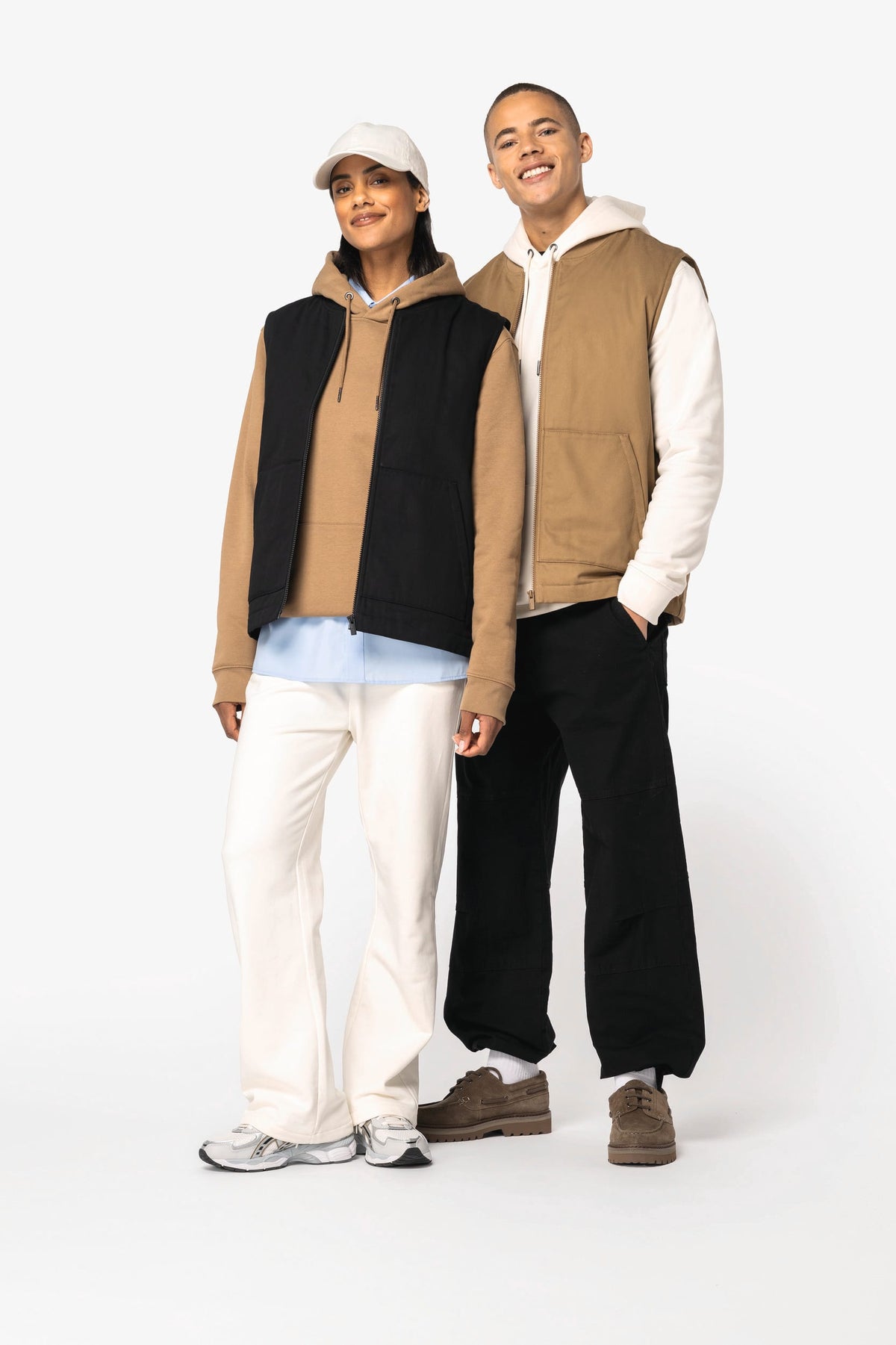 Native Spirit NS623 Ecologische gevoerde unisex bodywarmer van twill met teddykraag