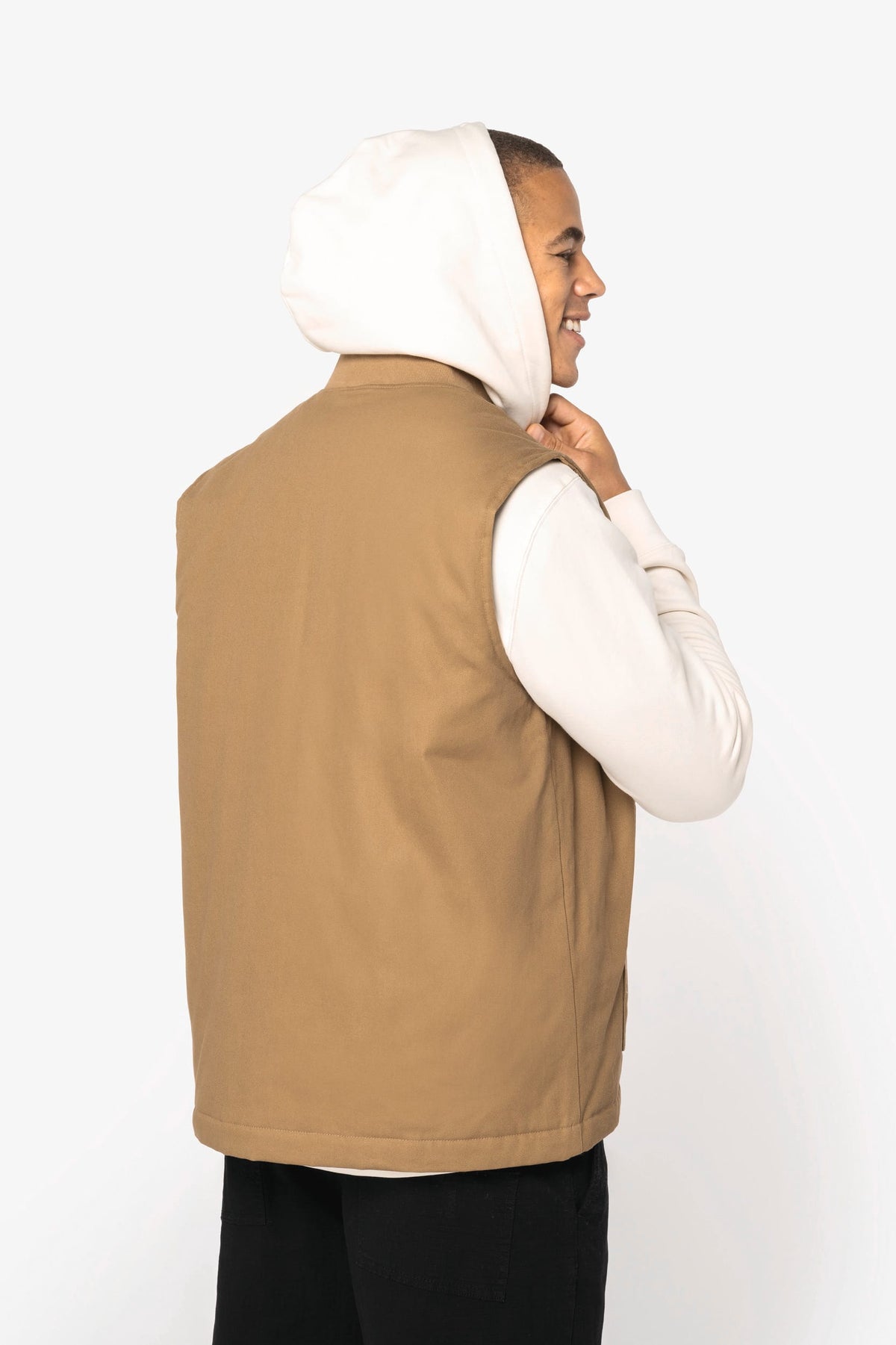Native Spirit NS623 Ecologische gevoerde unisex bodywarmer van twill met teddykraag