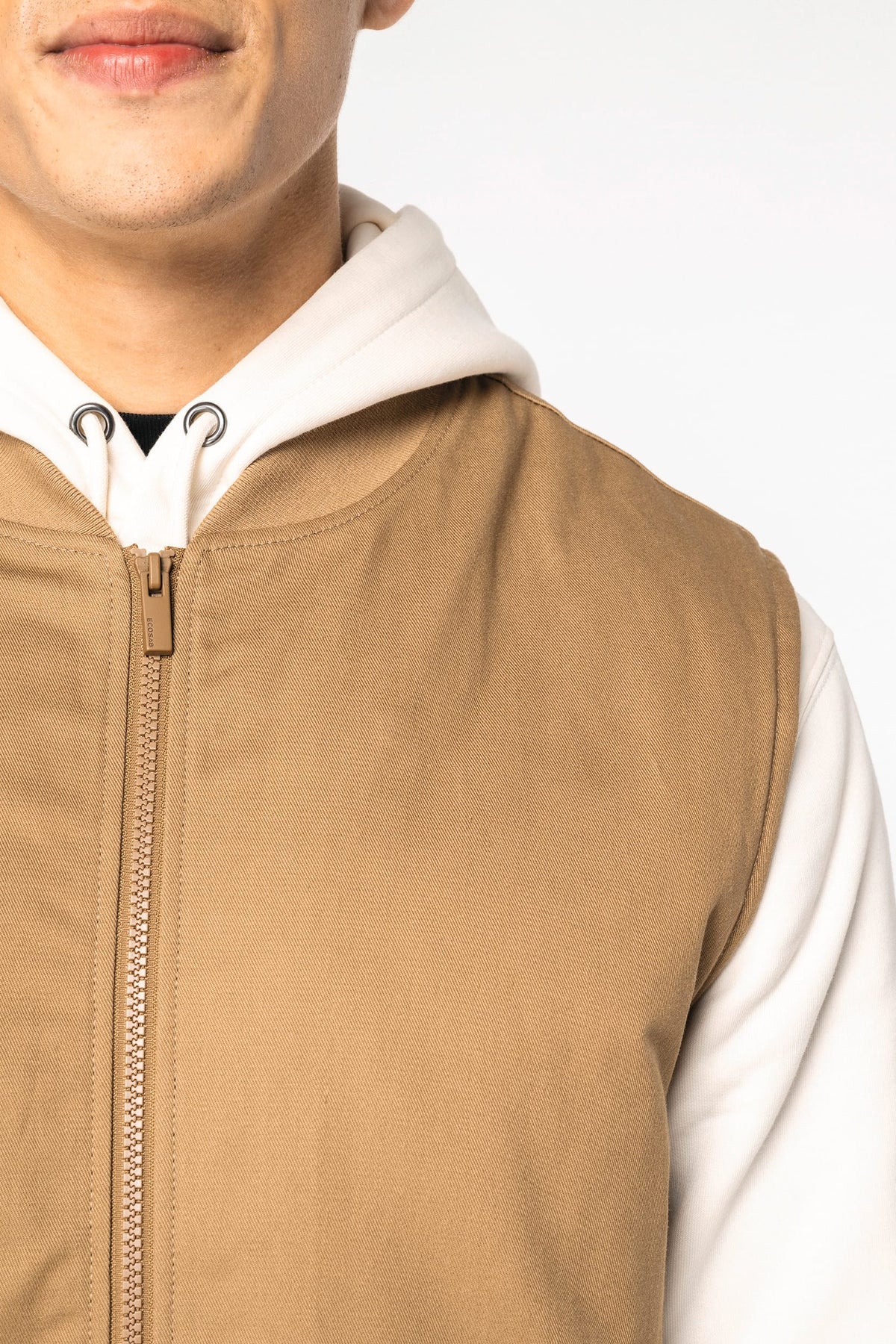 Native Spirit NS623 Ecologische gevoerde unisex bodywarmer van twill met teddykraag