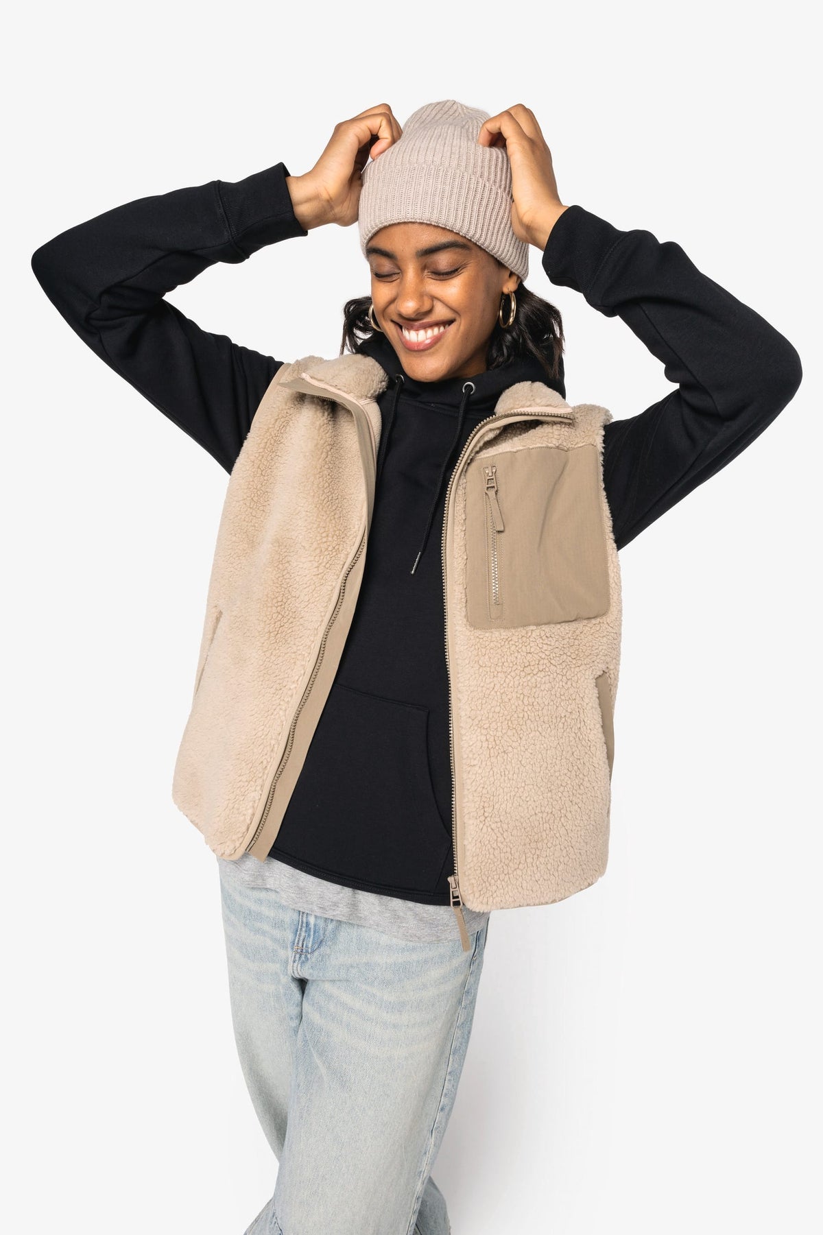 Native Spirit NS624 Ecologische unisex bodywarmer van sherpa