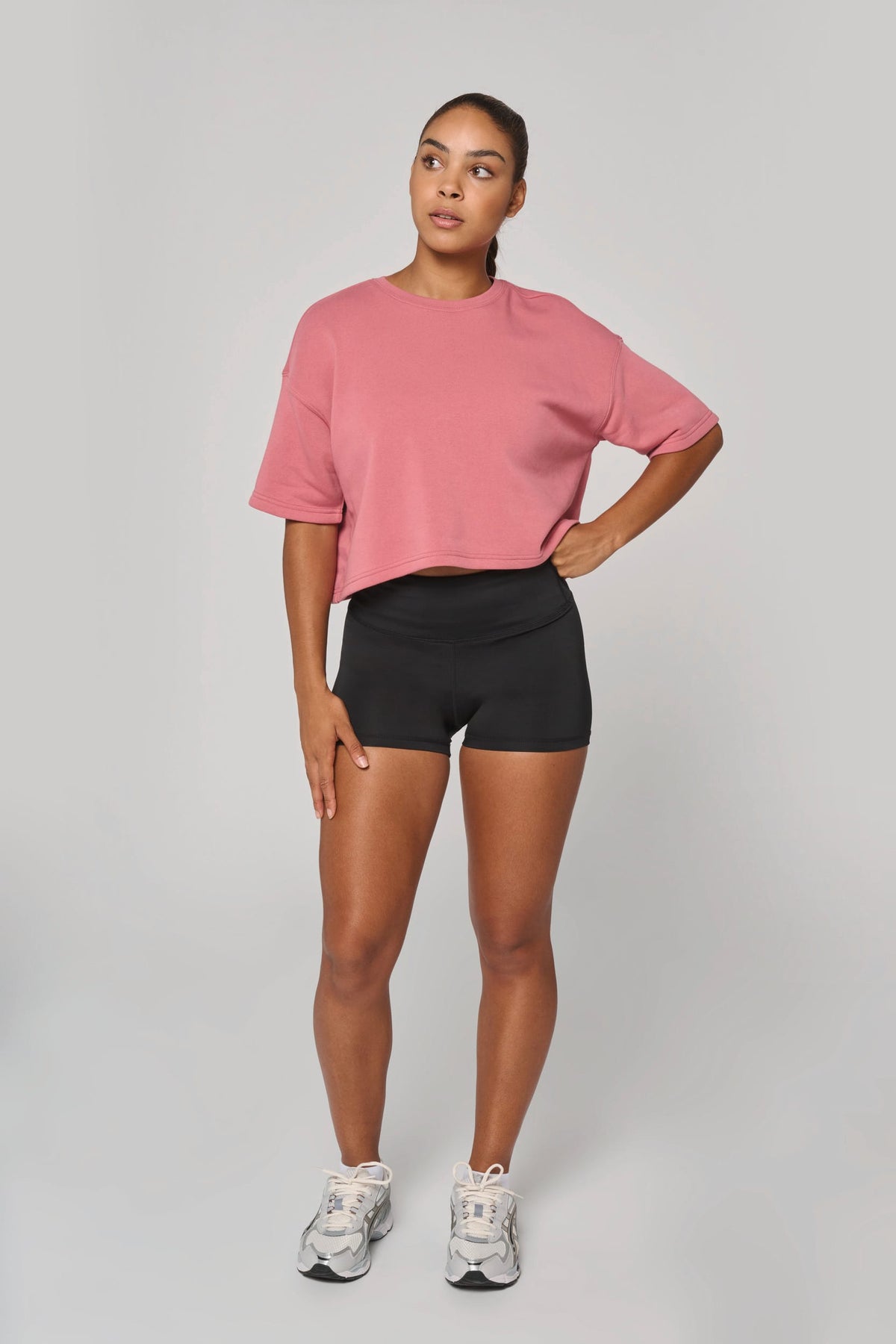PROACT® PA394 Cropped damessweater met korte mouwen en ronde hals