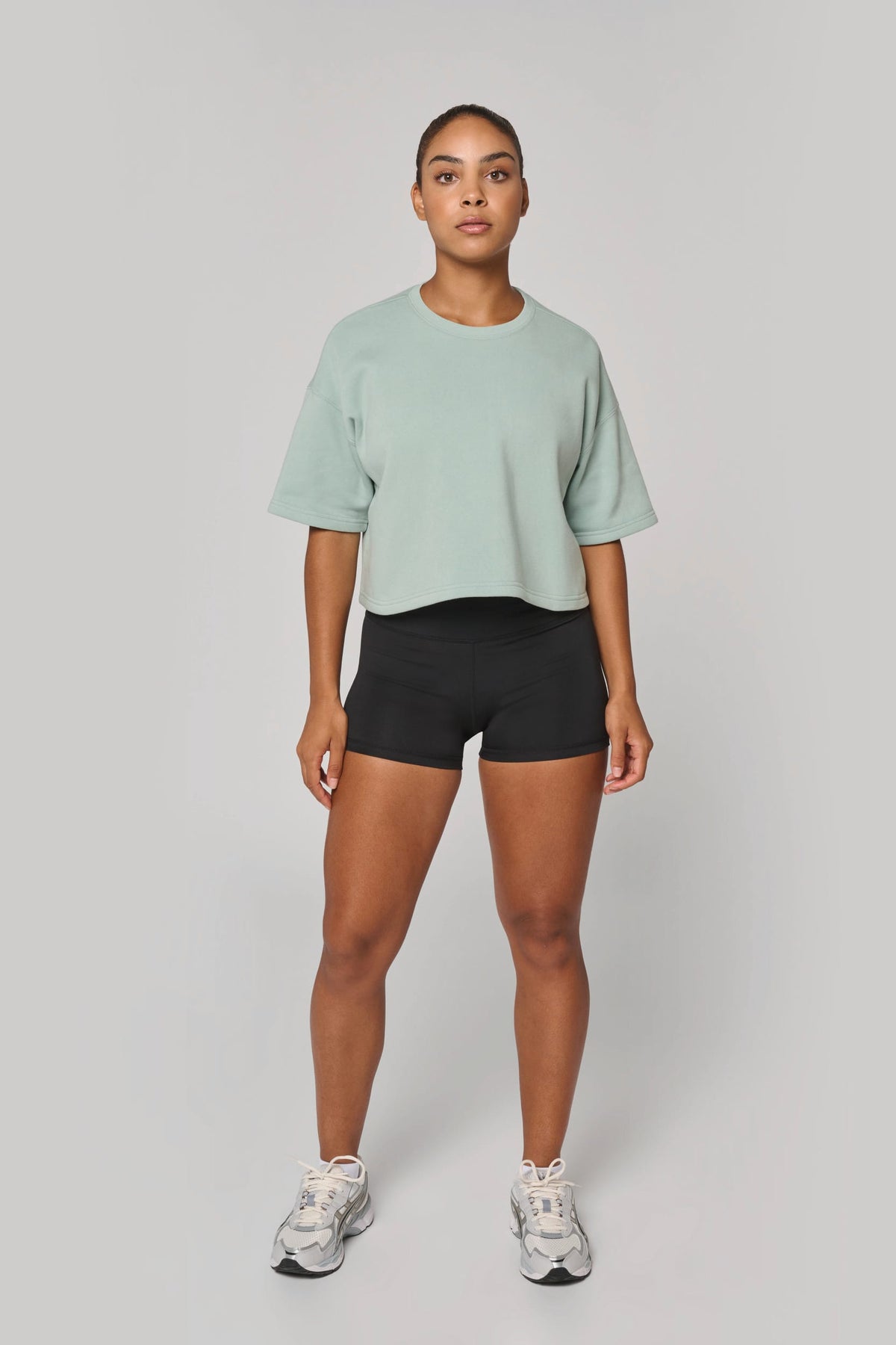 PROACT® PA394 Cropped damessweater met korte mouwen en ronde hals