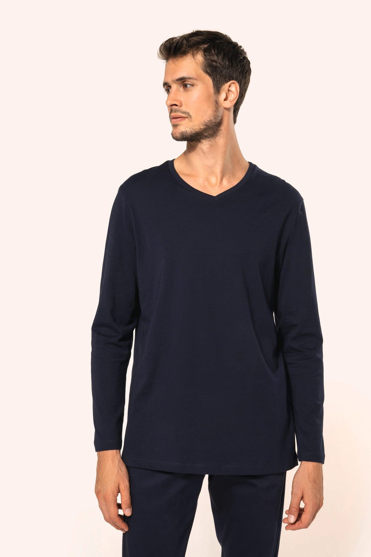 Kariban Premium PK306 Supima® heren-T-shirt V-hals lange mouwen
