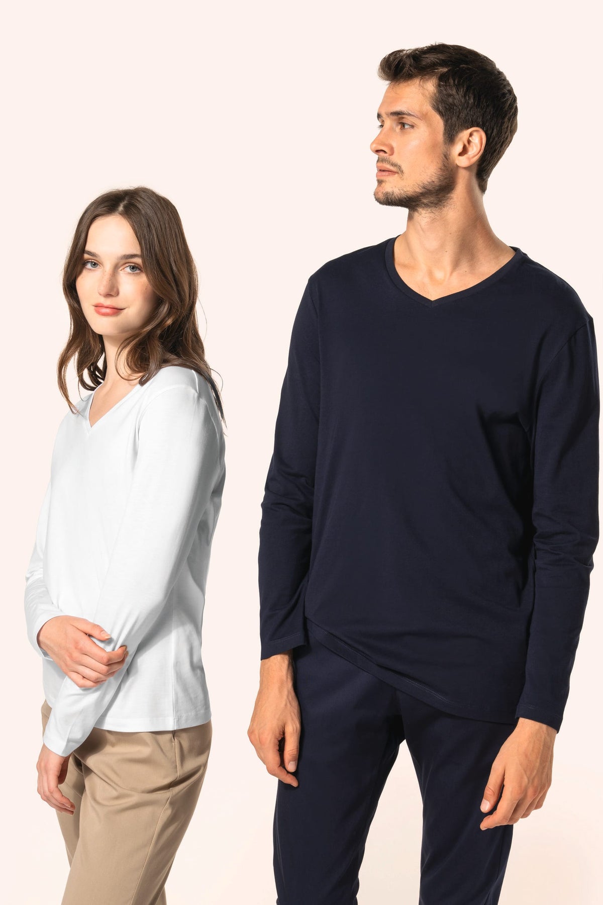 Kariban Premium PK307 Supima® dames-T-shirt V-hals lange mouwen
