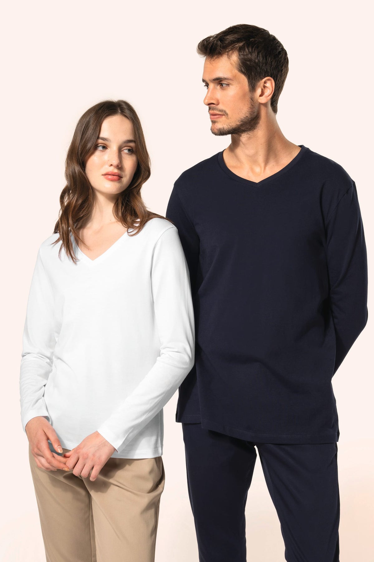 Kariban Premium PK307 Supima® dames-T-shirt V-hals lange mouwen