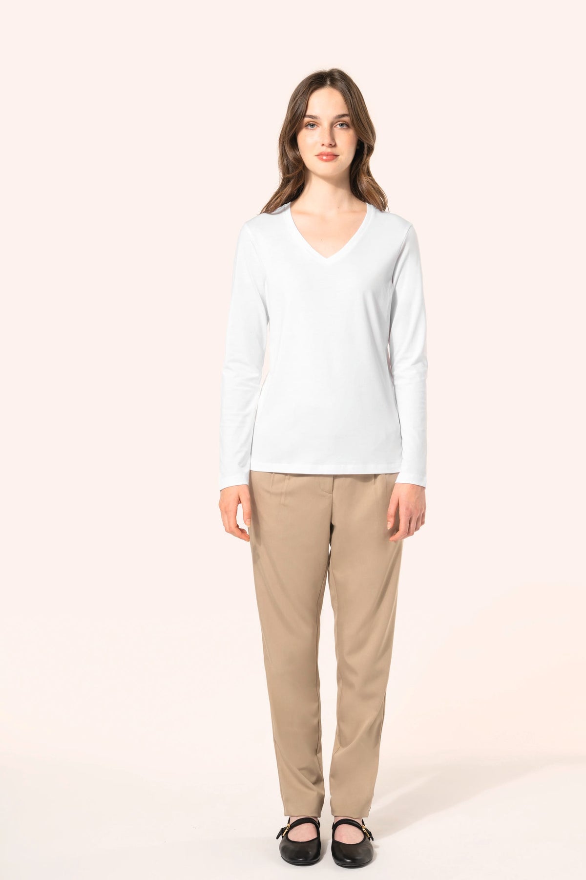 Kariban Premium PK307 Supima® dames-T-shirt V-hals lange mouwen