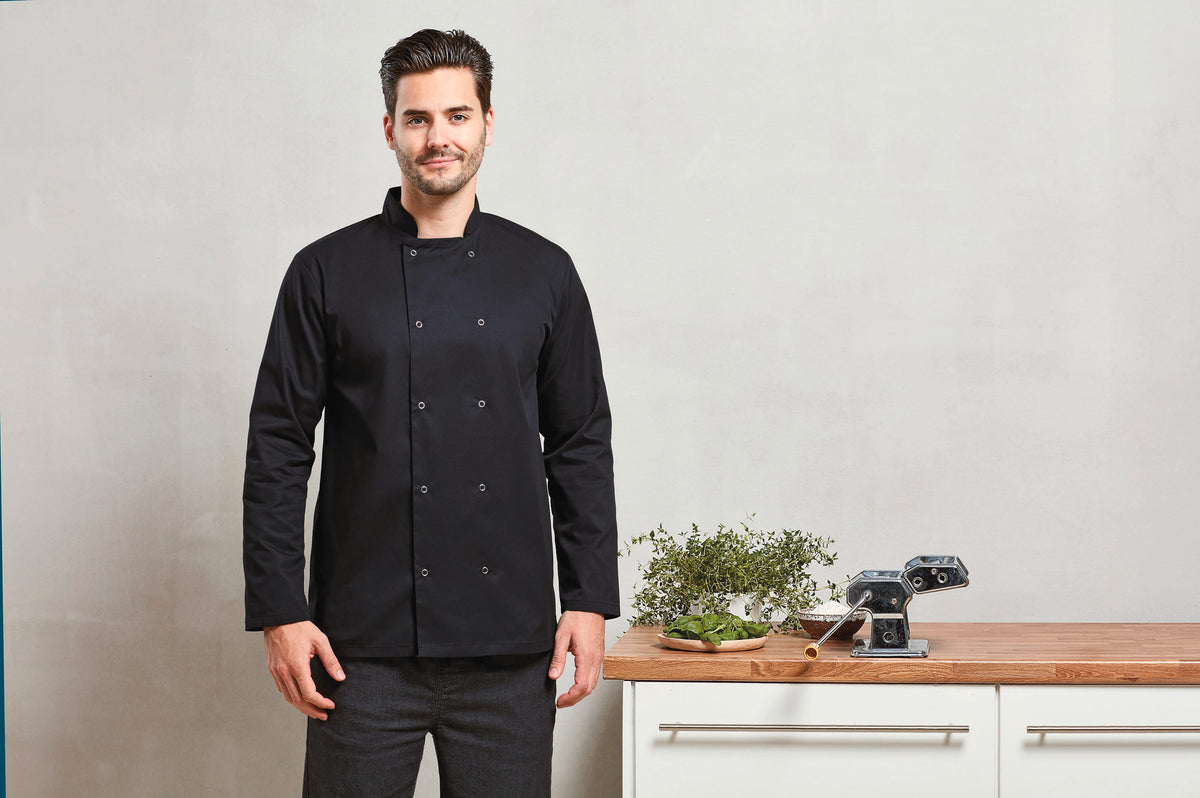 Premier PR665 Long Sleeve Press Stud Chef's Jacket