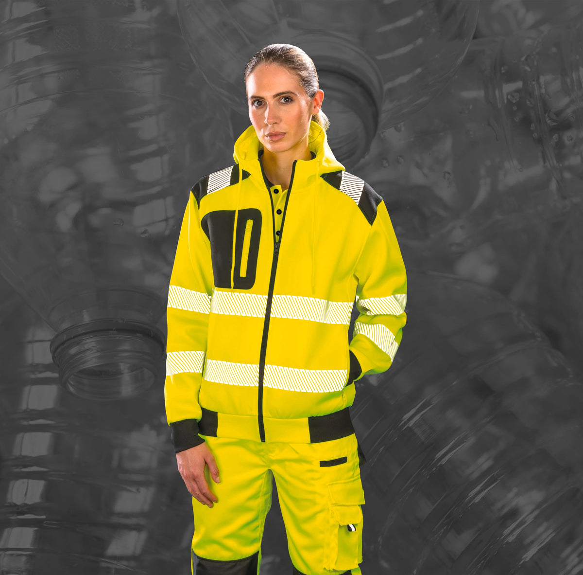 Result R503X Gerecycled veiligheidssweatvest met capuchon