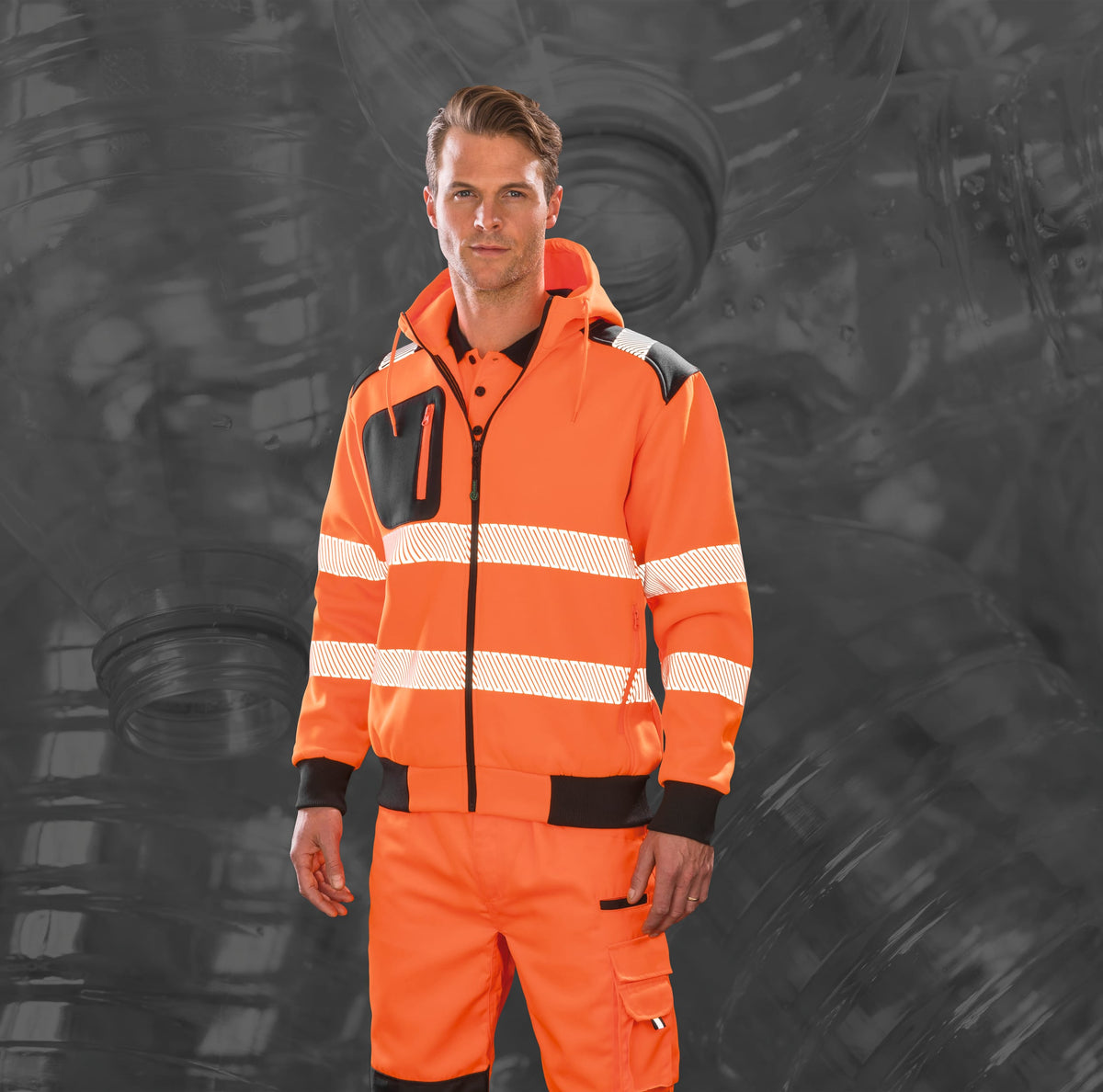 Result R503X Gerecycled veiligheidssweatvest met capuchon