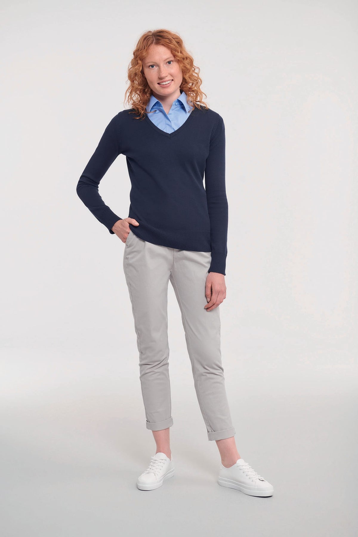 Russell RU710F Ladies' V-neck Knitted Pullover
