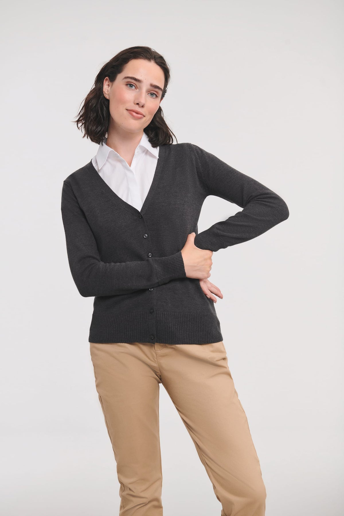 Russell RU715F Ladies' gebreid vest met V-hals