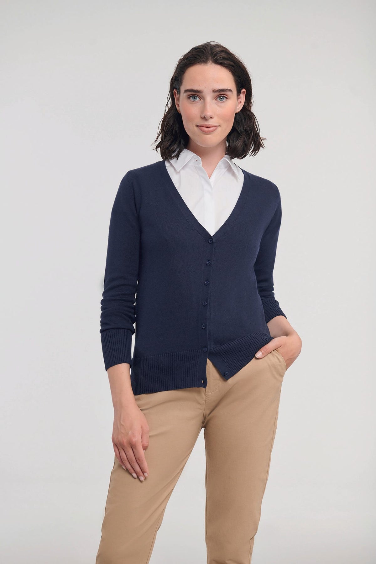 Russell RU715F Ladies' gebreid vest met V-hals
