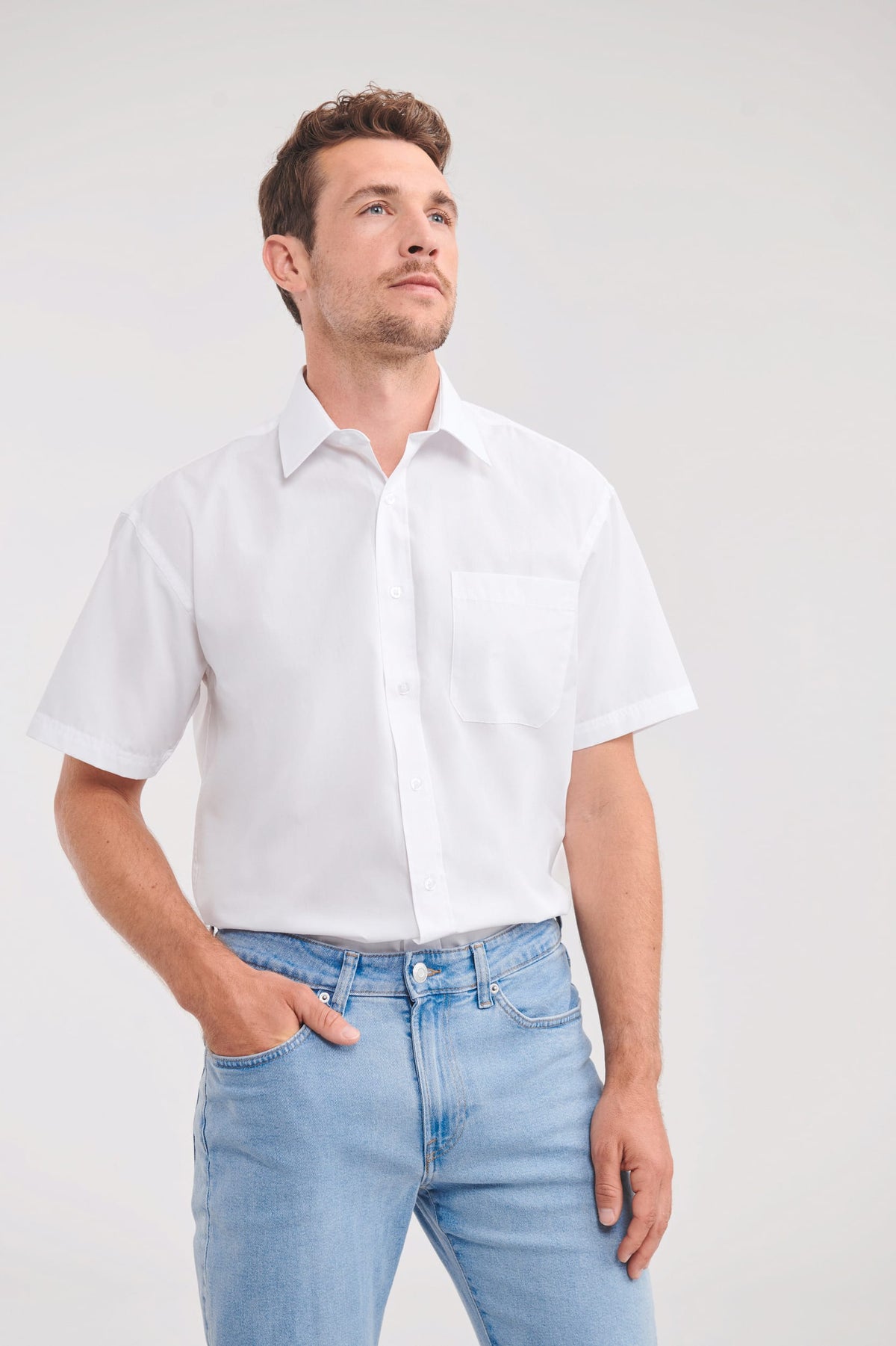 Russell RU935M Men's Ss Polycotton Poplin Shirt