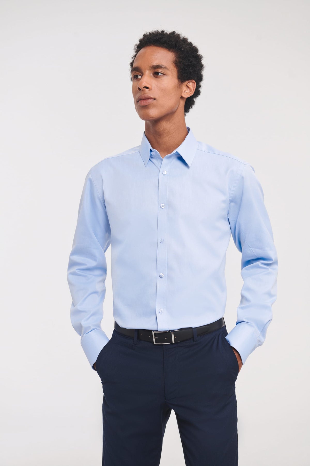 Russell RU962M Men's Long Sleeve Herringbone Overhemd