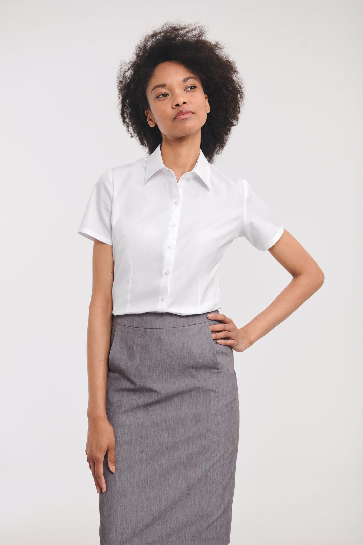 Russell RU963F Ladies Short Sleeve Herringbone Shirt