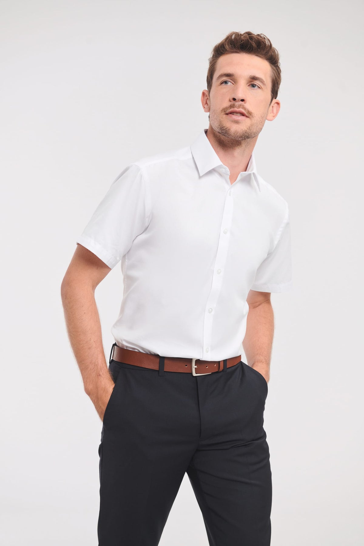 Russell RU963M Men's Short Sleeve Herringbone Shirt