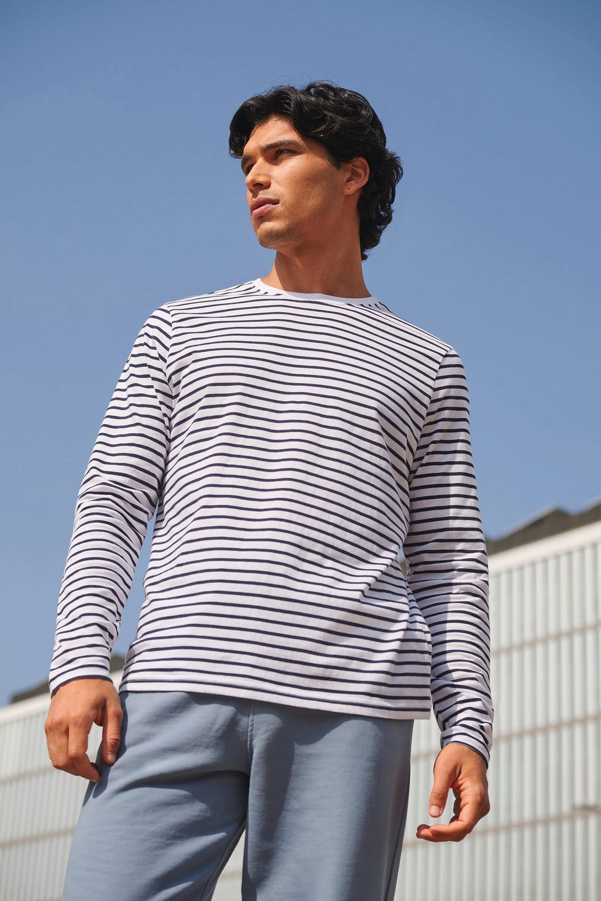 SF Clothing SFM204 Long sleeved striped t-shirt