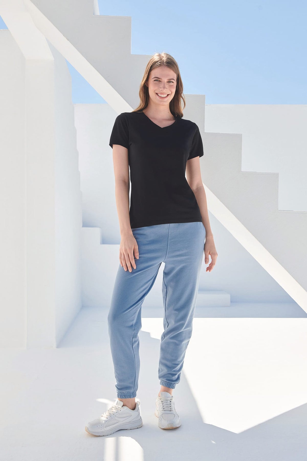 SF Clothing SK122 Ladies Stretch V-neck T-shirt
