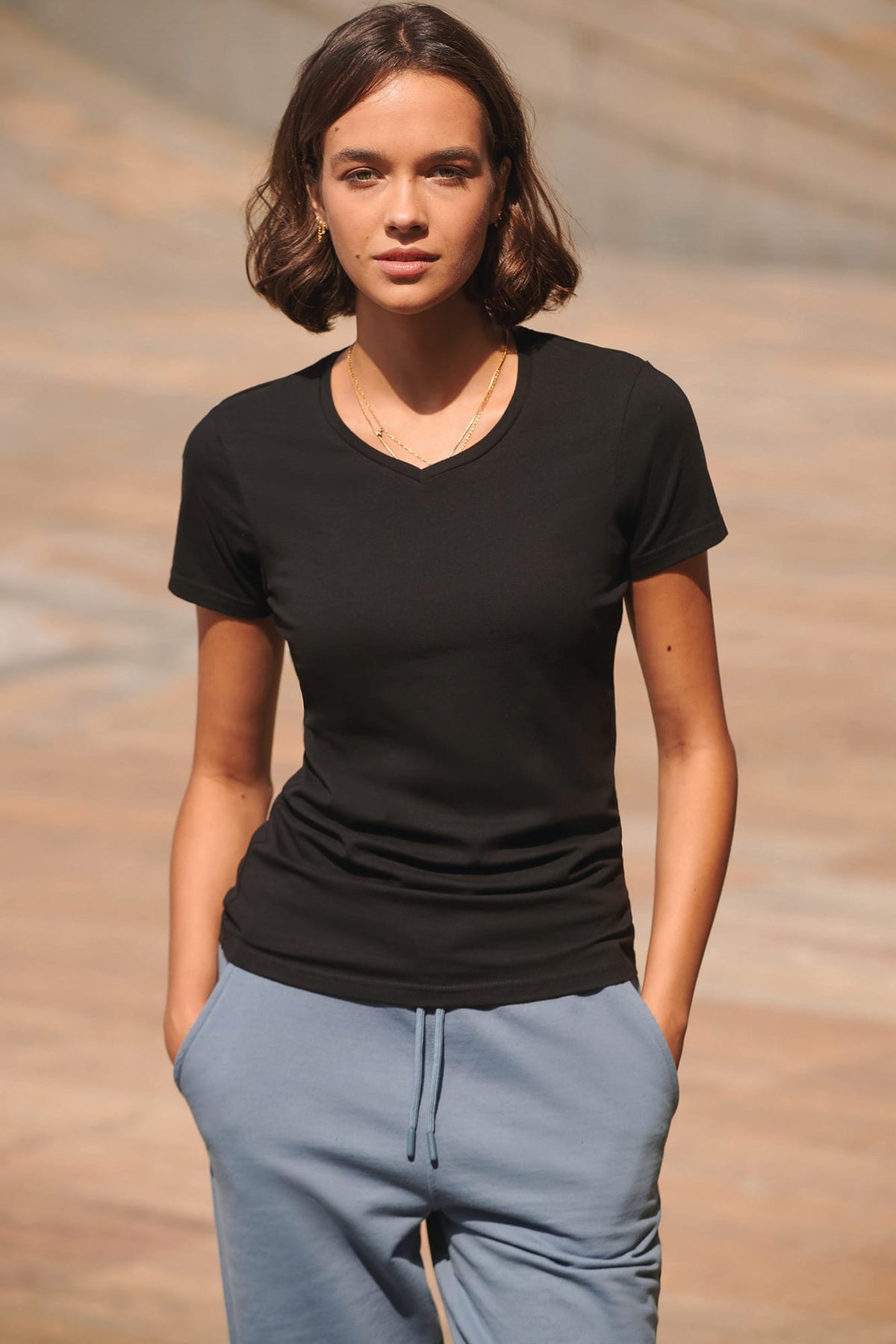 SF Clothing SK122 Ladies Stretch V-neck T-shirt