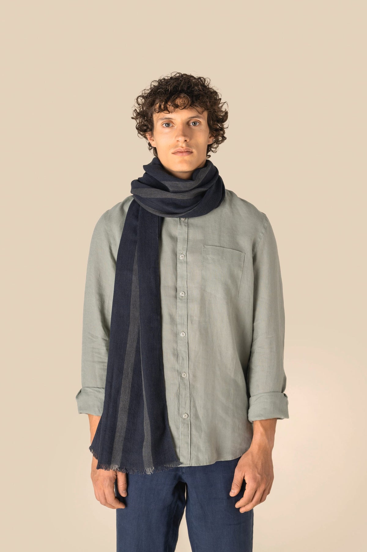 Spasso SP141 Gestreepte unisex tulbanddoek