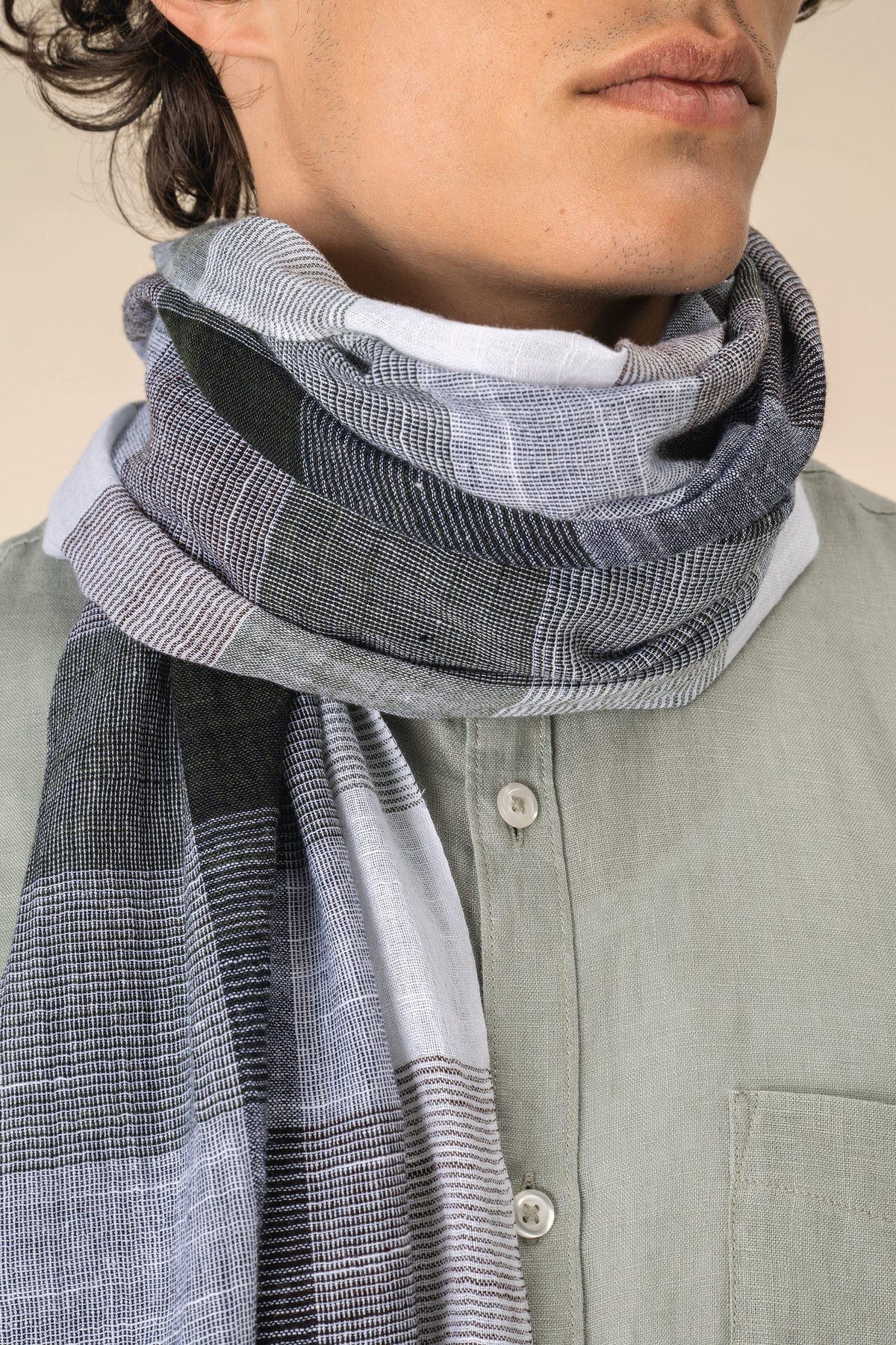 Spasso SP149 Geruite unisex tulbanddoek