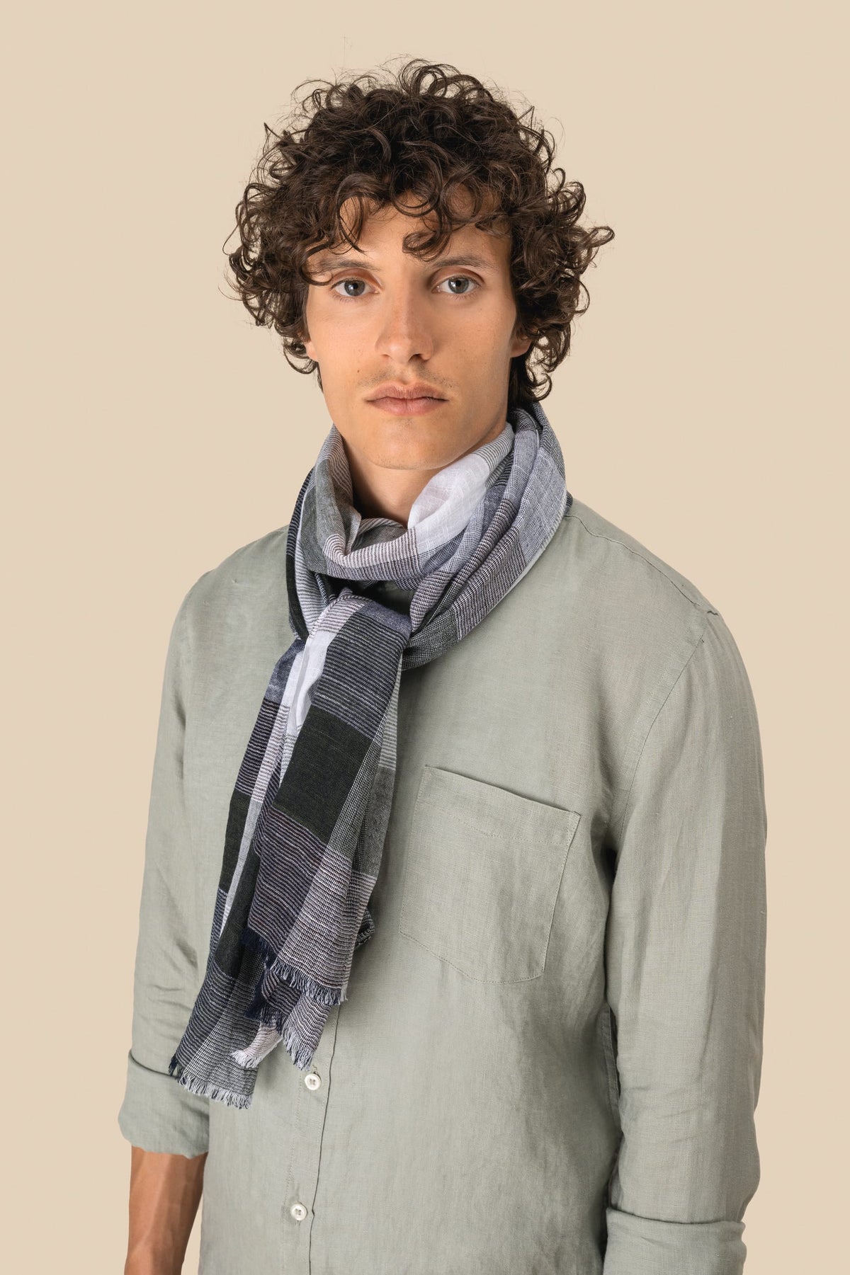 Spasso SP149 Geruite unisex tulbanddoek