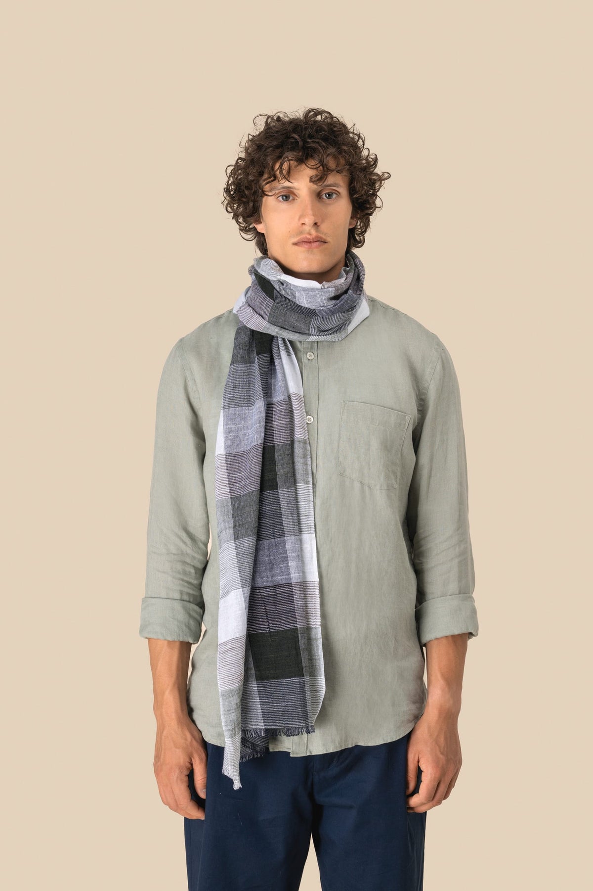Spasso SP149 Geruite unisex tulbanddoek