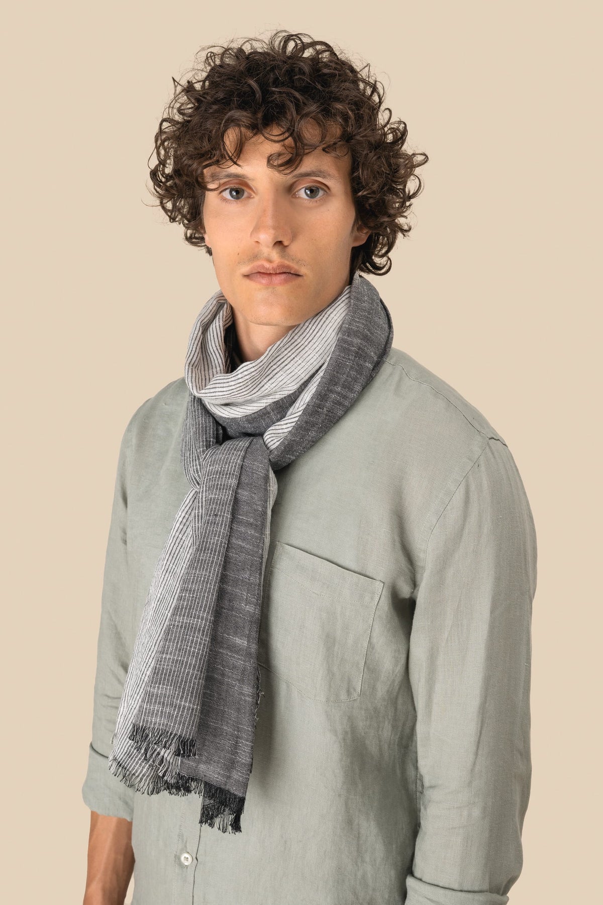 Spasso SP151 Gestreepte unisex tulbanddoek