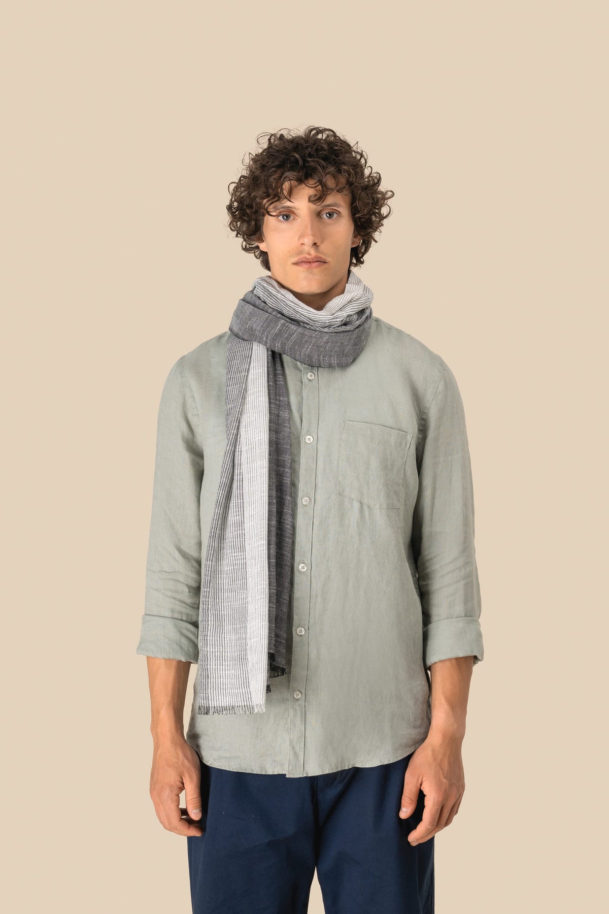 Spasso SP151 Gestreepte unisex tulbanddoek