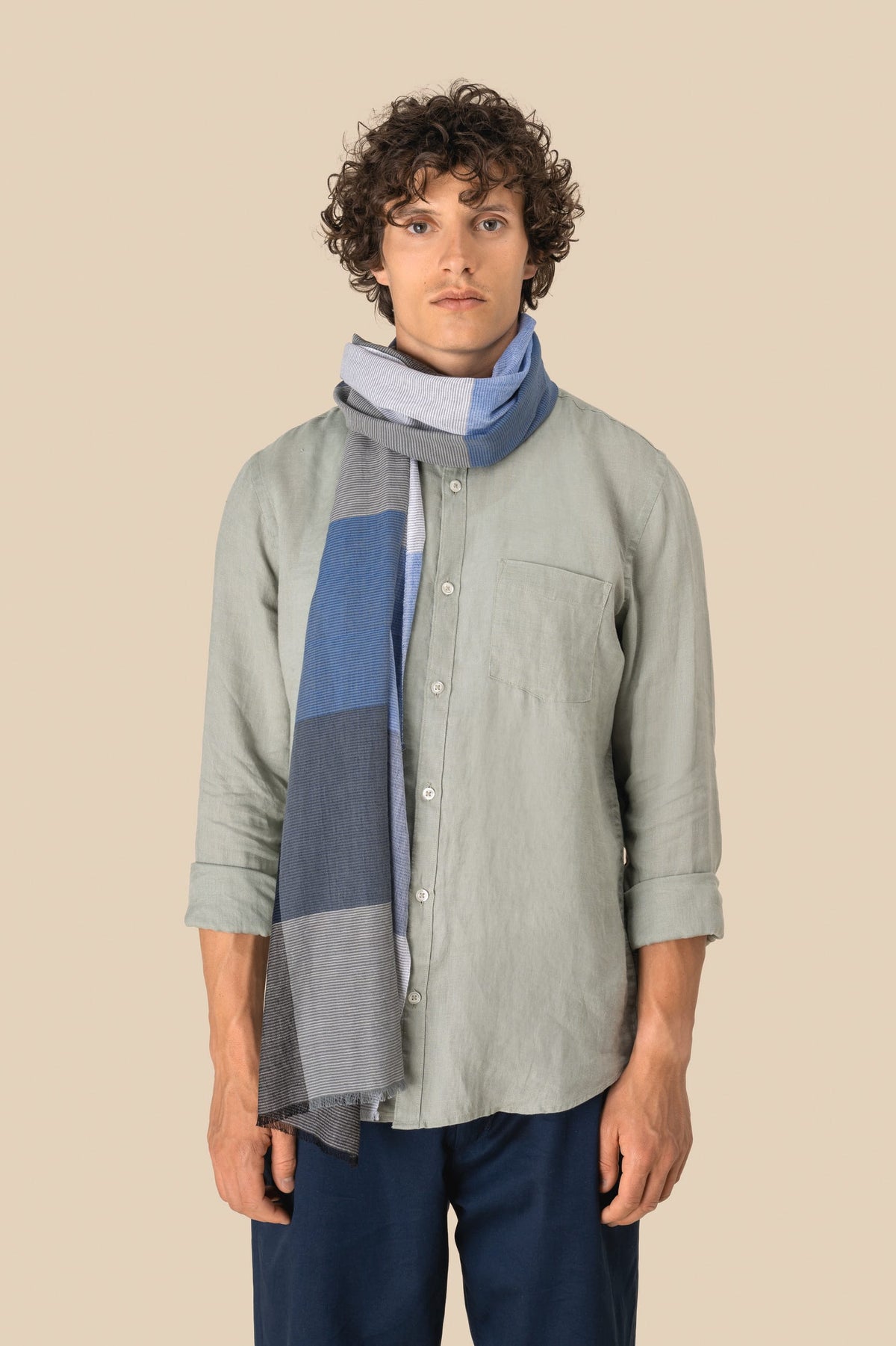 Spasso SP152 Geruite unisex tulbanddoek