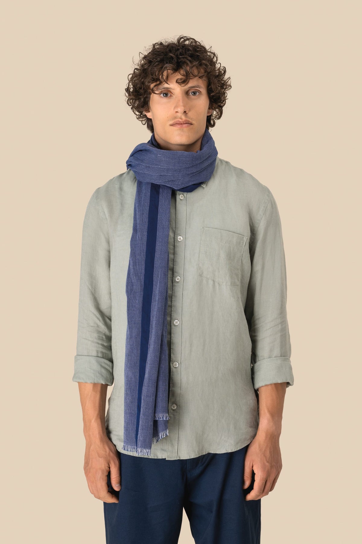 Spasso SP158 unisex tulbanddoek van chambray