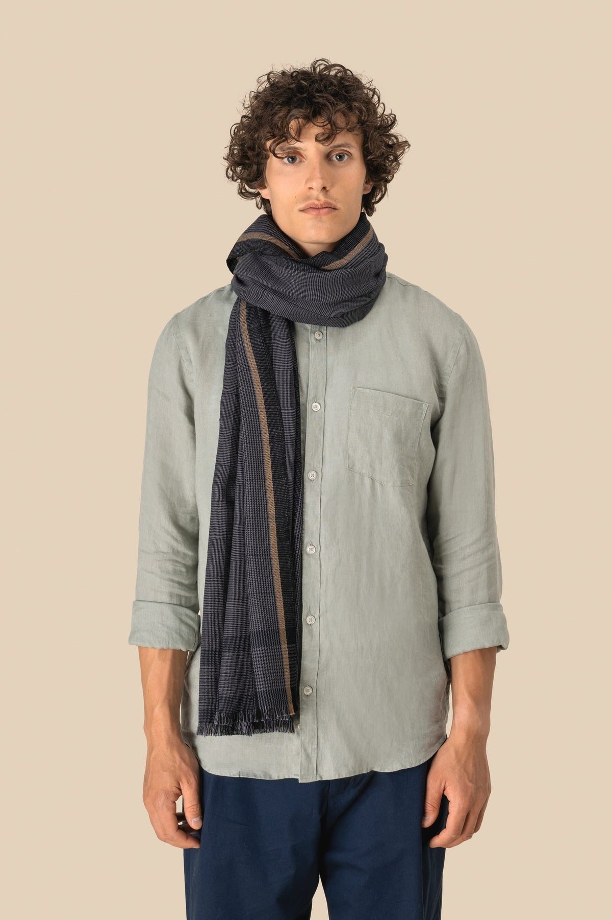 Spasso SP159 Geruite unisex tulbanddoek