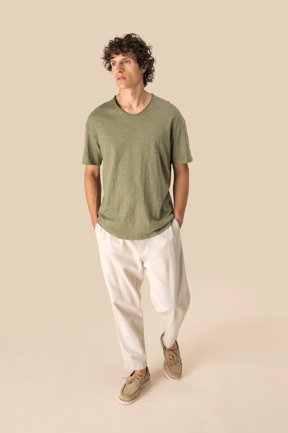 Spasso SP303 Ecologisch heren-T-shirt met slubhals en afhangende schouders