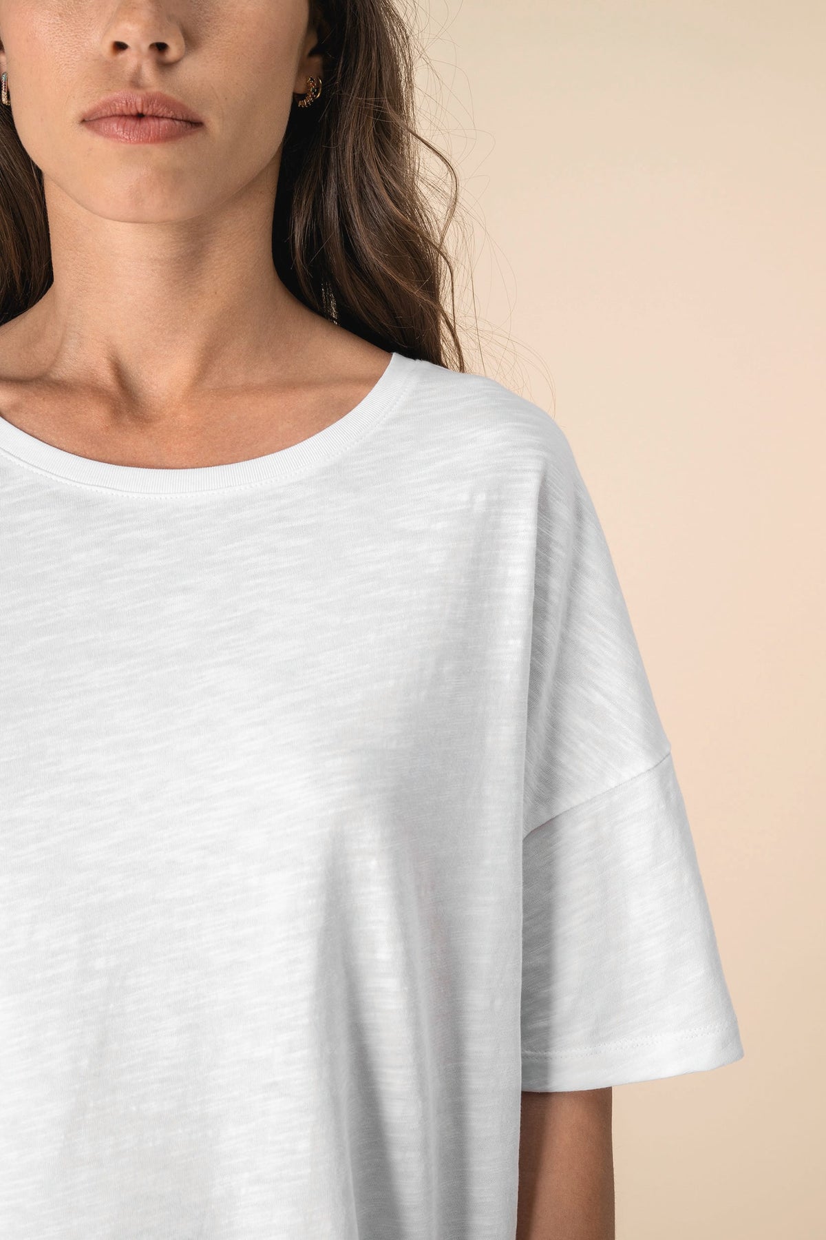 Spasso SP304 Ecologisch oversized dames slub-T-shirt met afhangende schouders