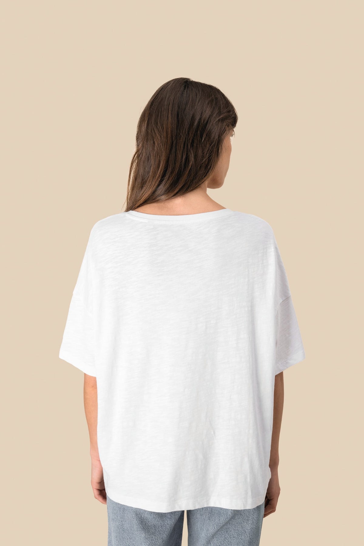 Spasso SP304 Ecologisch oversized dames slub-T-shirt met afhangende schouders