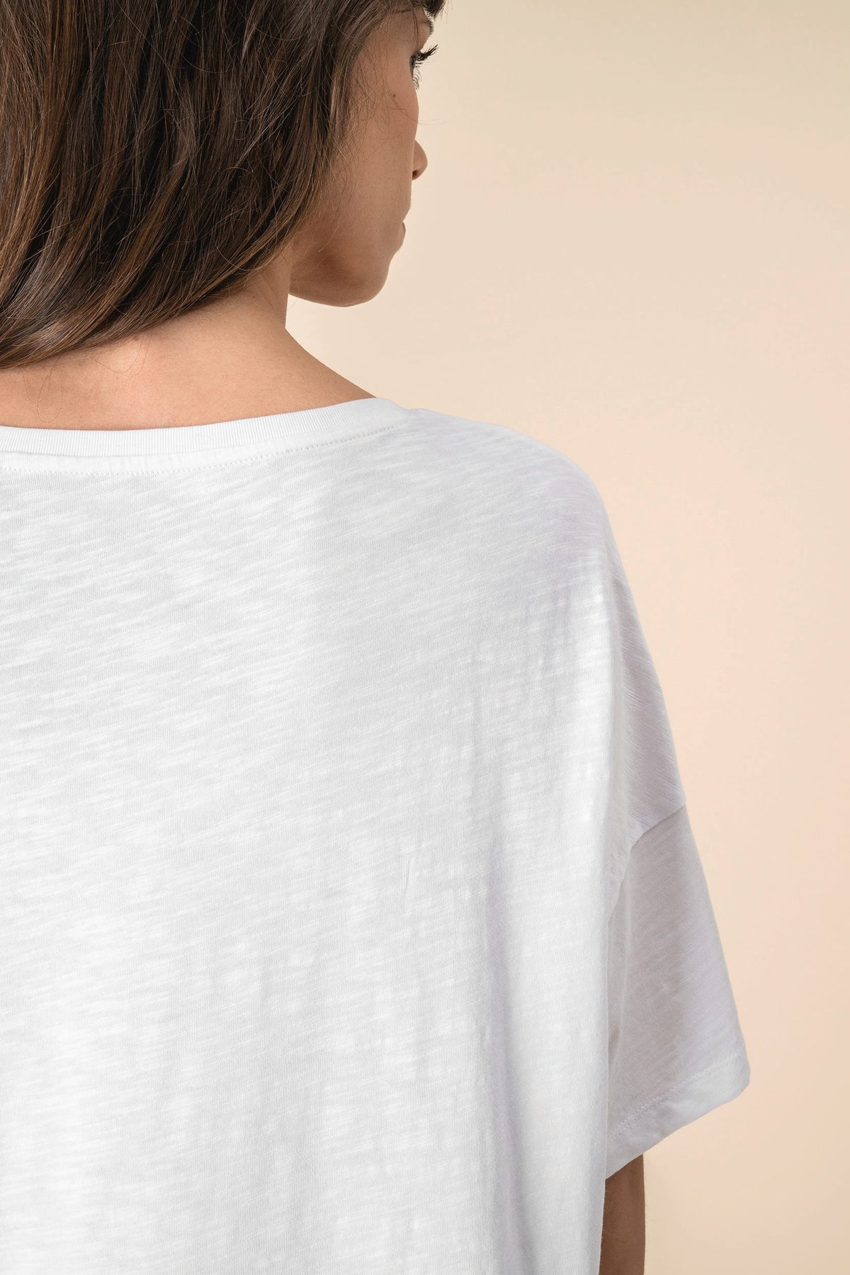 Spasso SP304 Ecologisch oversized dames slub-T-shirt met afhangende schouders