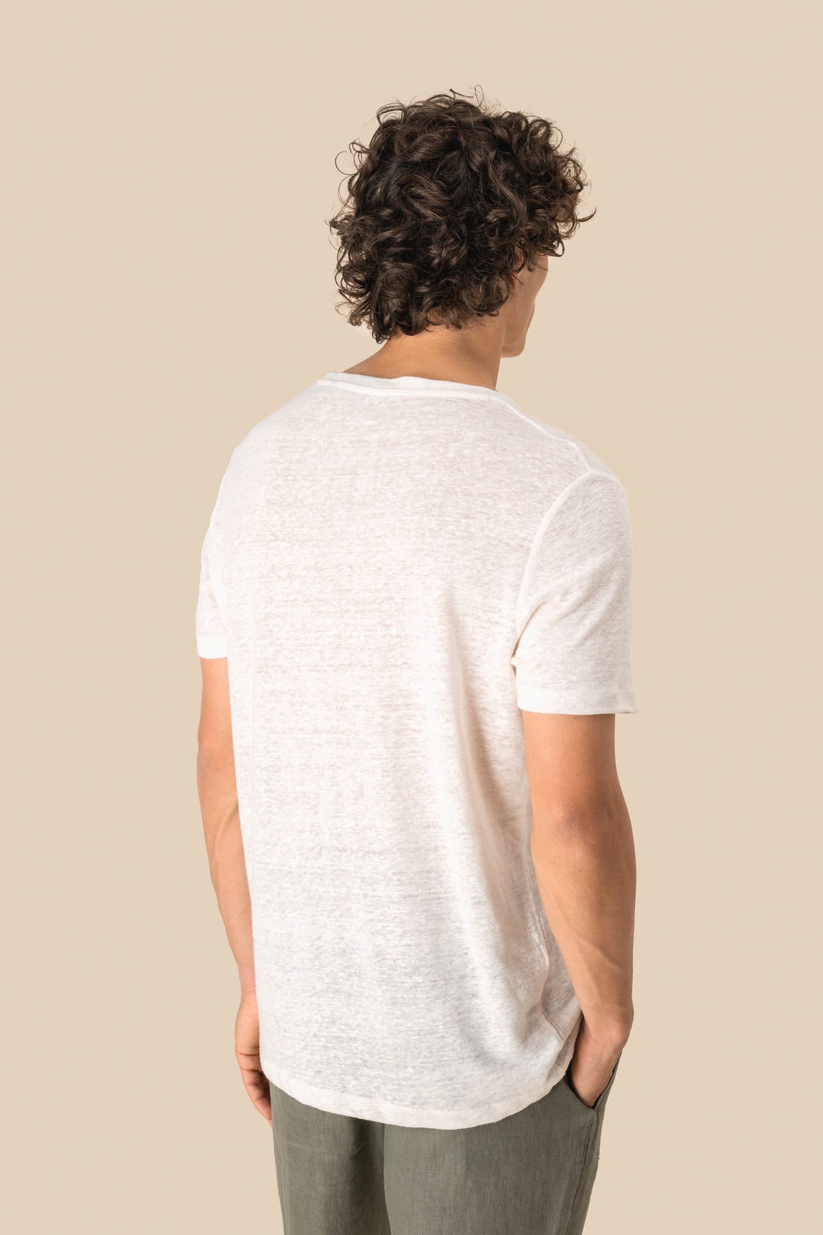 Spasso SP320 Linnen heren-t-shirt ronde hals kraag