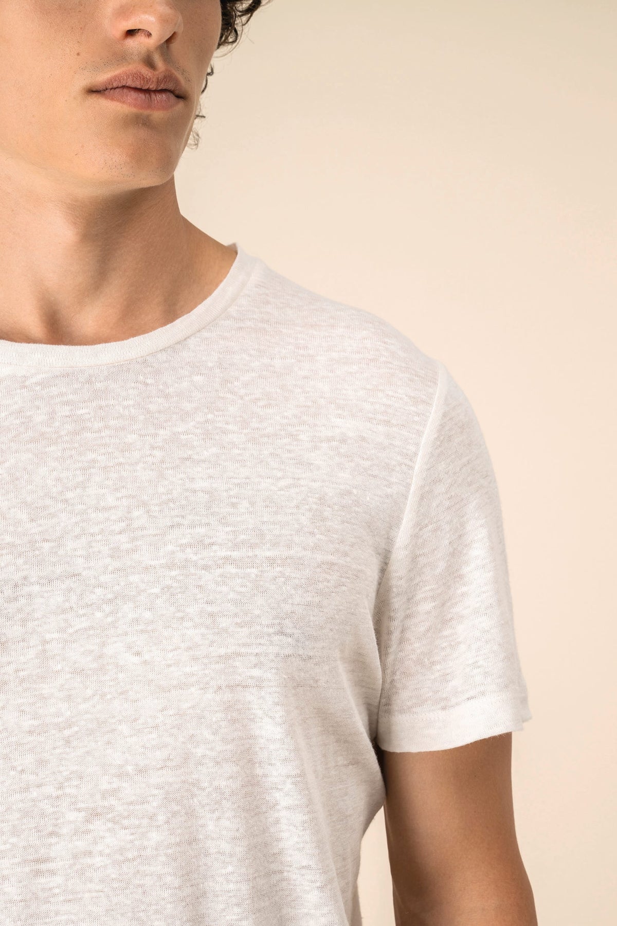 Spasso SP320 Linnen heren-t-shirt ronde hals kraag