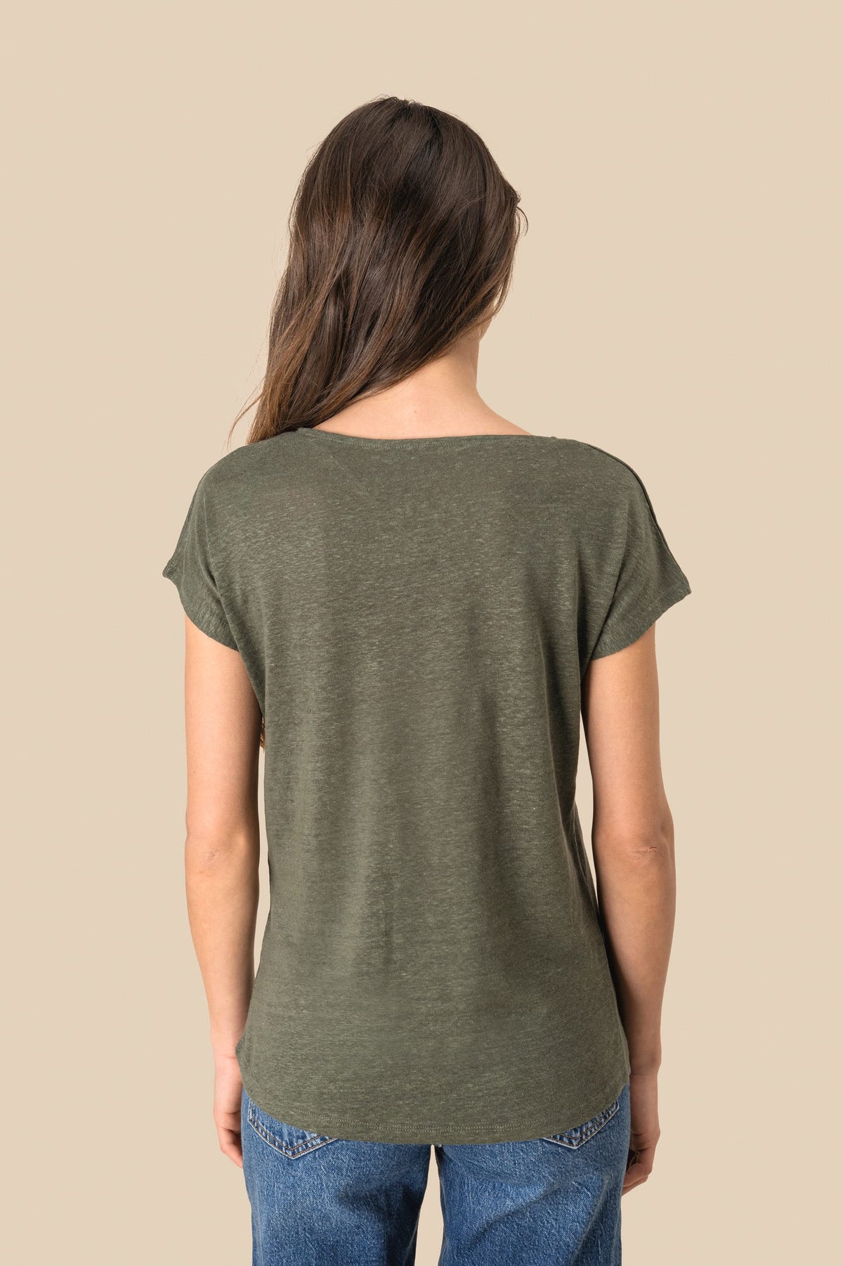 Spasso SP321 Linnen dames-t-shirt V-hals