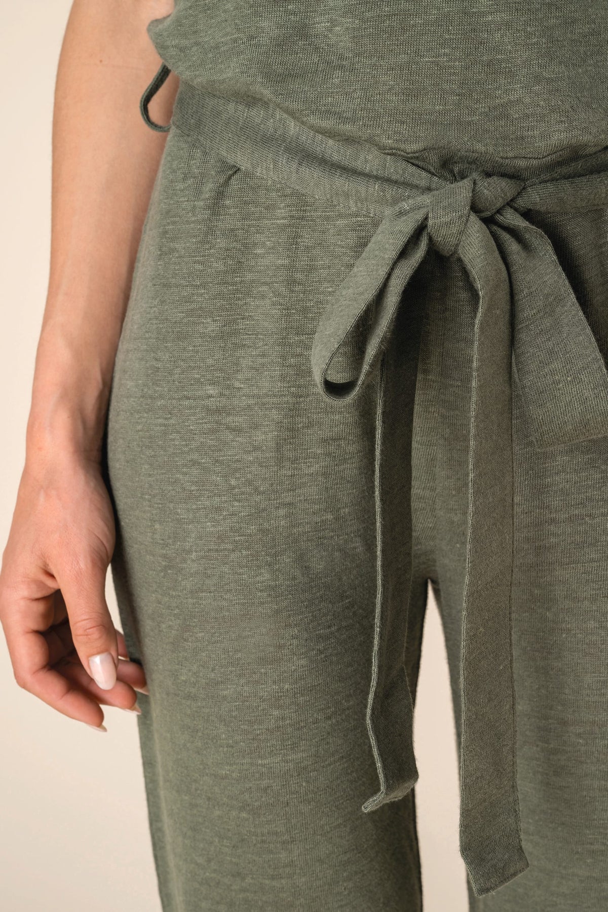 Spasso SP5004 Tricot jumpsuit met korte mouwen voor dames van linnen