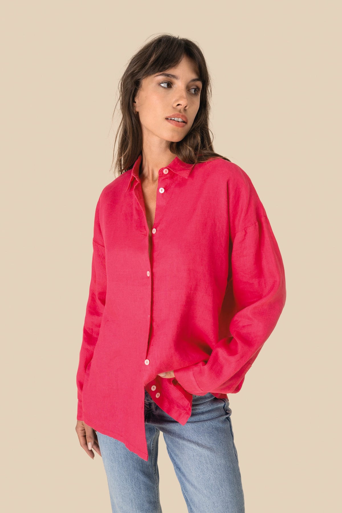 Spasso SP501 Oversized linnen damesoverhemd