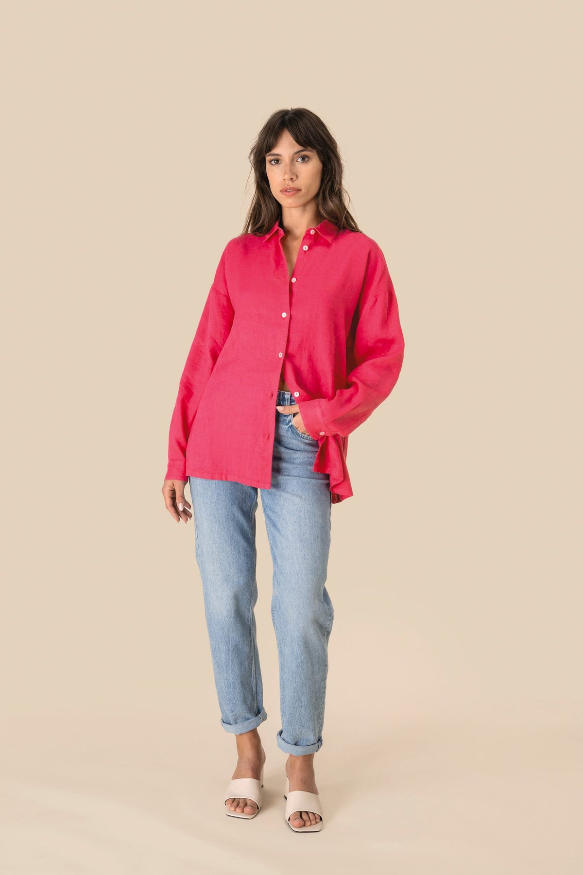 Spasso SP501 Oversized linnen damesoverhemd