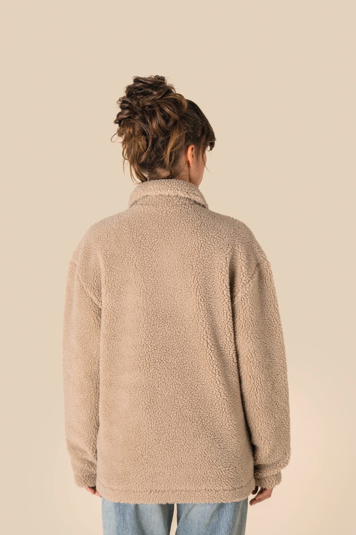 Spasso SP508 unisex sherpa-overshirt met afhangende schouders
