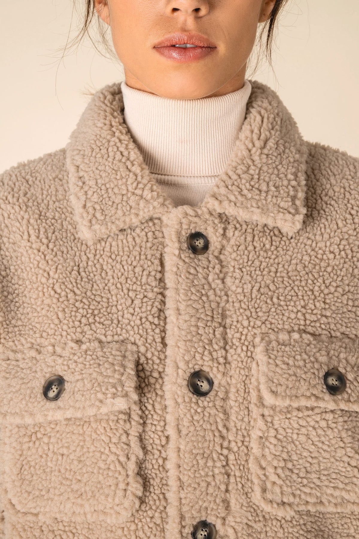 Spasso SP508 unisex sherpa-overshirt met afhangende schouders